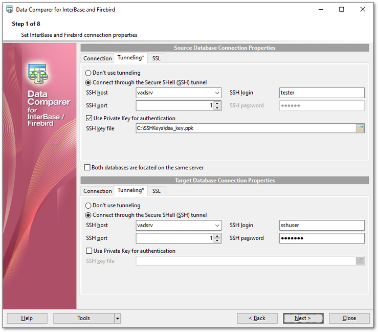 Step 1 - Setting connection properties - Tunneling