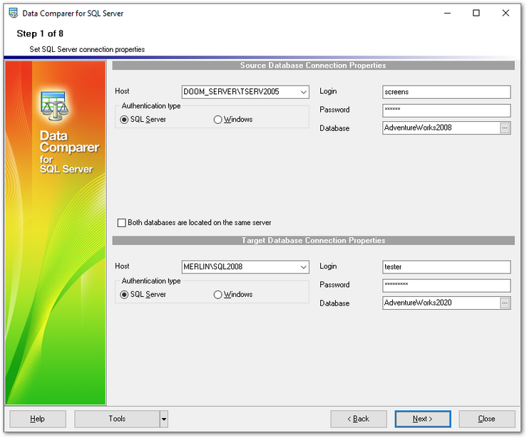 Step 1 - Setting connection properties