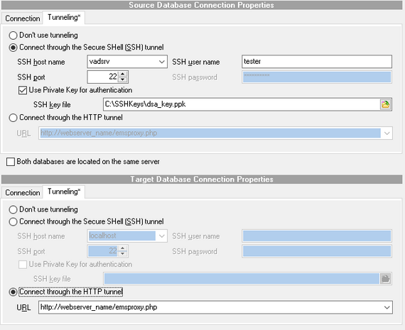 Step 1 - Setting connection properties - Tunneling