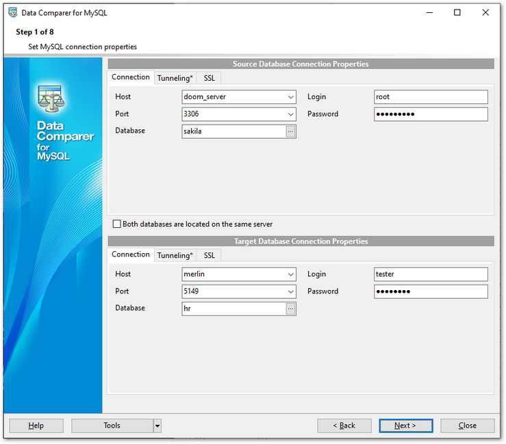 Step 1 - Setting connection properties