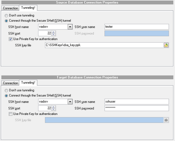 Step 1 - Setting connection properties - Tunneling