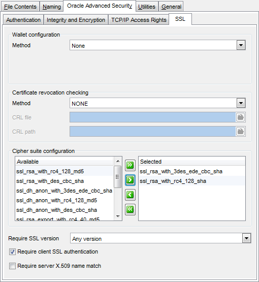 Profile parameters - Advanced Security - SSL